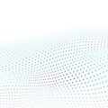 Abstract halftone background with wavy surface made of light blue dots on white